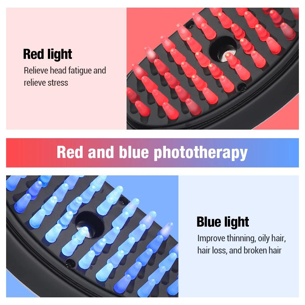 Electric Spray Massage Comb Red Blue Light Vibrating Scalp Massager Nano Scalp Medicated Misting Comb Anti Hair Loss Care Tool
