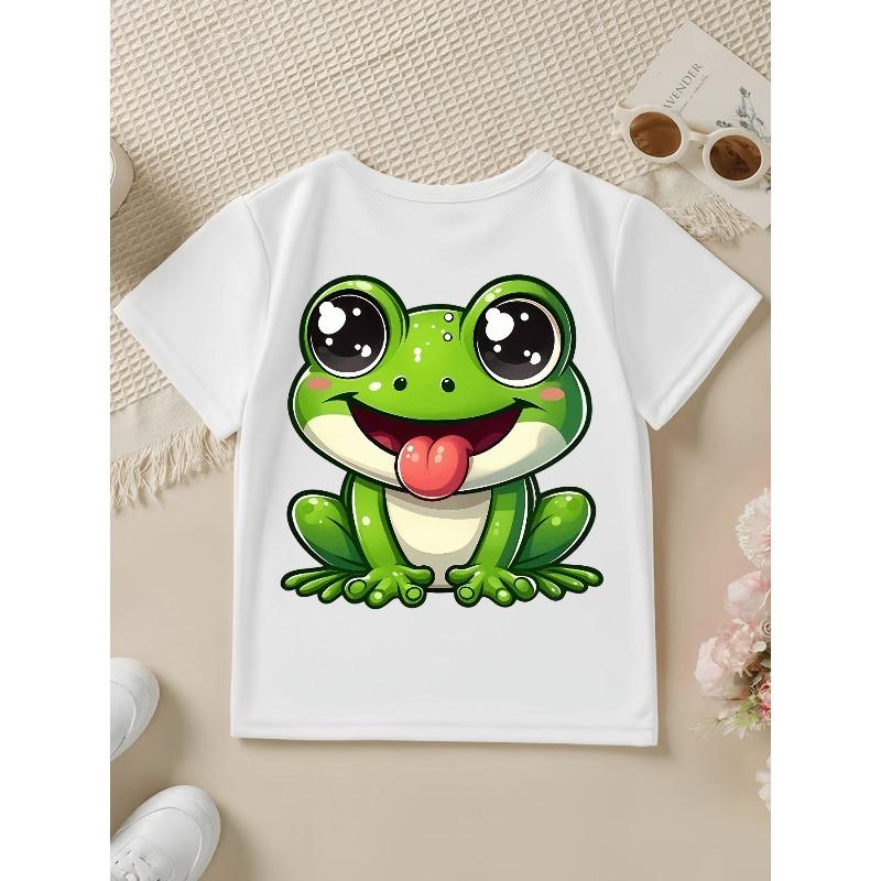 Baby Short Sleeve Spring Summer Autumn Cartoon Frog Pattern Cute Print Casual T-Shirt