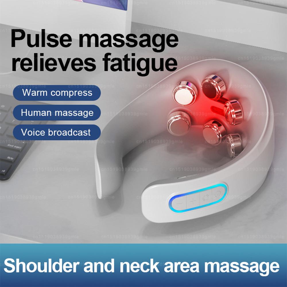 Hot Pad Shoulder Massage Instrument Smart Pulse Neck Massager Cervical Vertebra Health Care Vibrator Heating Relieve Pain Muscle