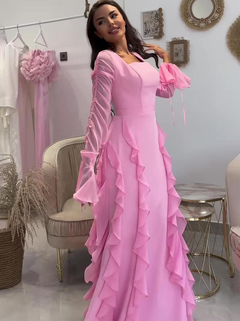 2025 Frühling Retro Elegantes Langarm Schlankheitskleid für Damen