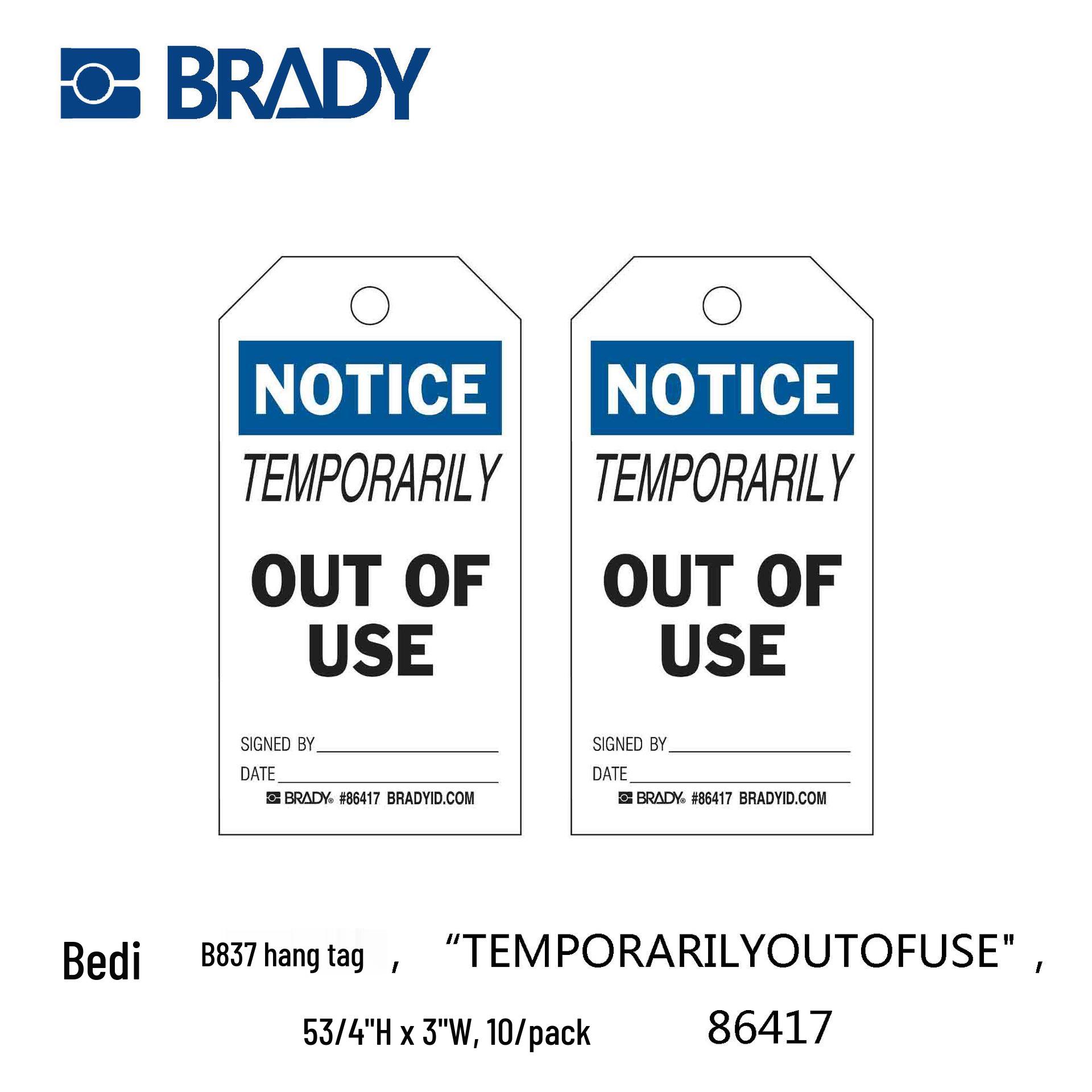 US BEDI Safety Inspection Labels 86446 & Lockout Tags 86442 - 10 Pack