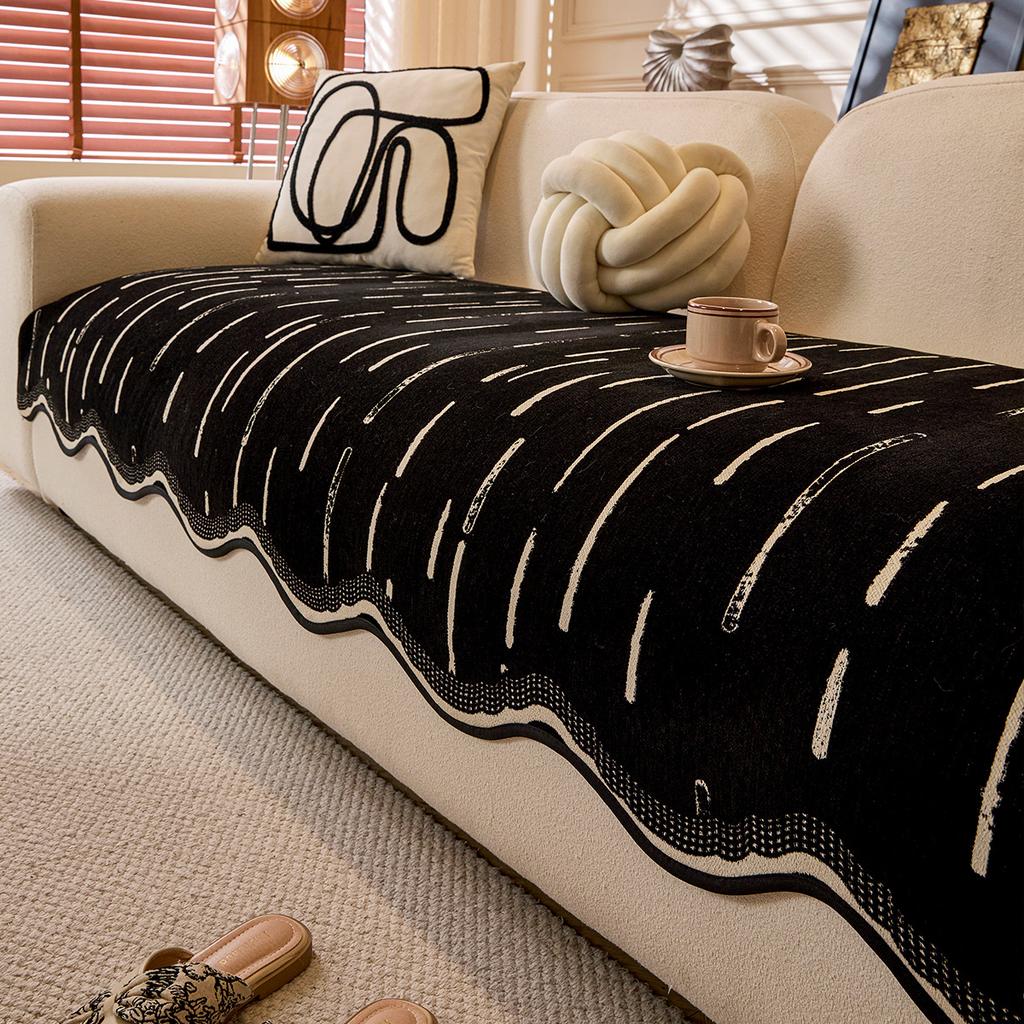 1pc Irregular Jacquard Design with Plush Edge Sofa Cushion, Anti Slip Design - Suitable for Bedroom, Office, Living Room Home Decoration Furniture