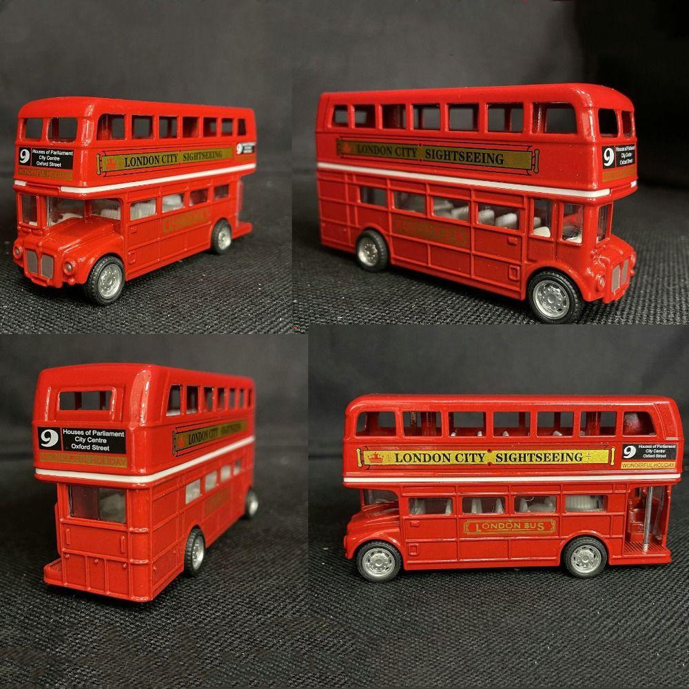 Double Decker Travel Bus Model Simulation Pull Back Vehicle Antique Bus Car Model  Kids Toy