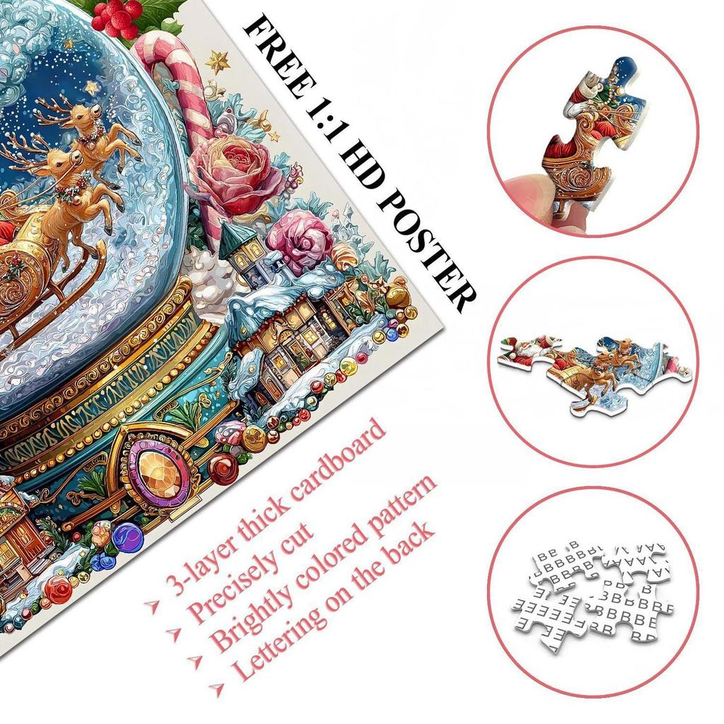 Christmas Snow Globe Puzzle Winter Scene Crystal Ball Decor Colorful Festive Activities Bedroom Fireplace Family Home Decor