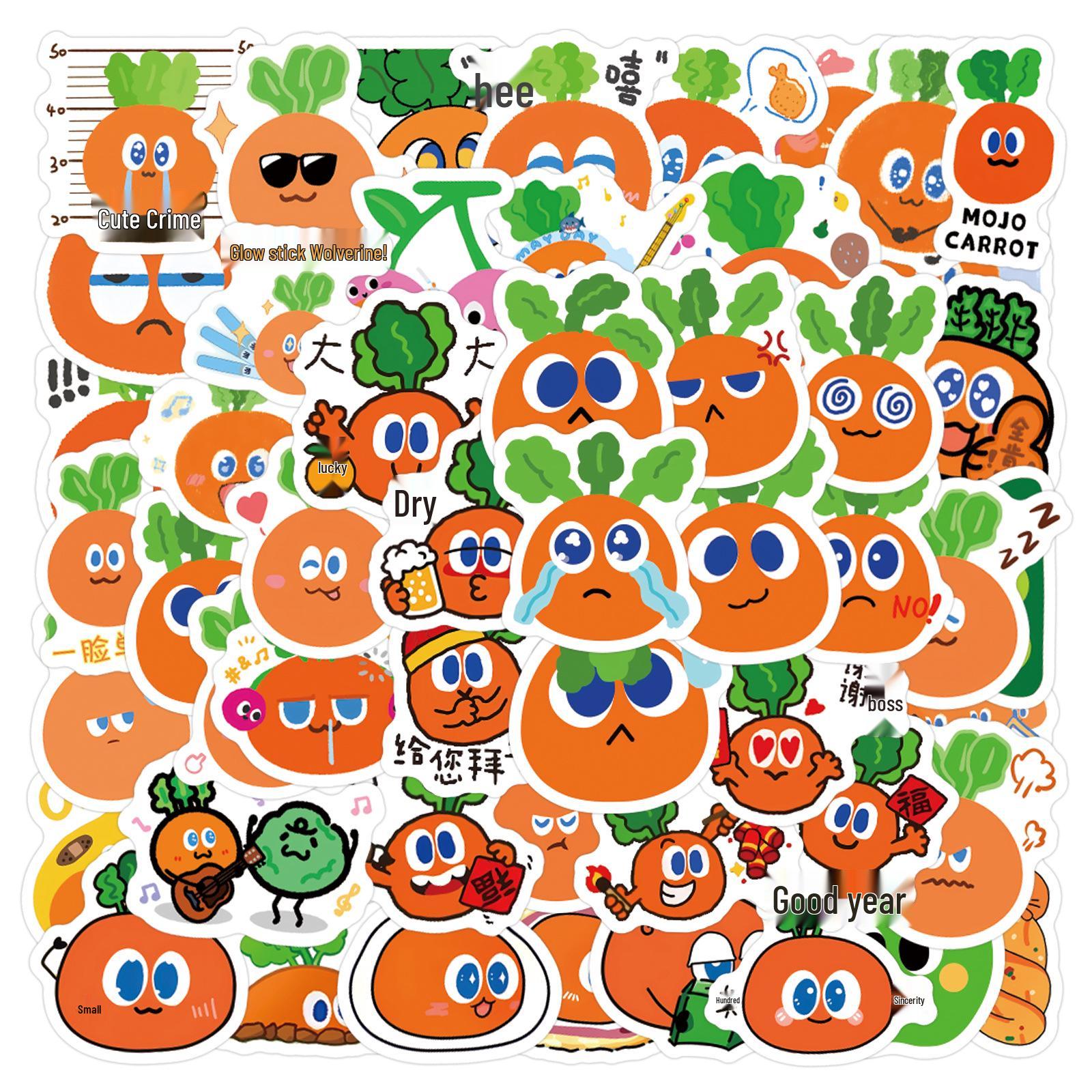 

100 Cute Mojo Carrot Emoji Stickers - Mayday Fan Club Pet Graffiti