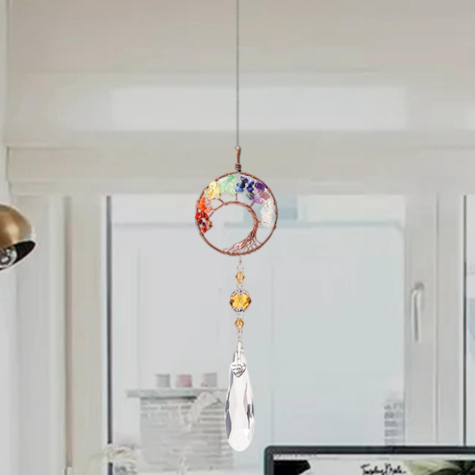 Chandelier Crystal Wind Chime Decor Sunlight Ornaments Pendant Crystals Hanging Ornament rainbow 15.75inch