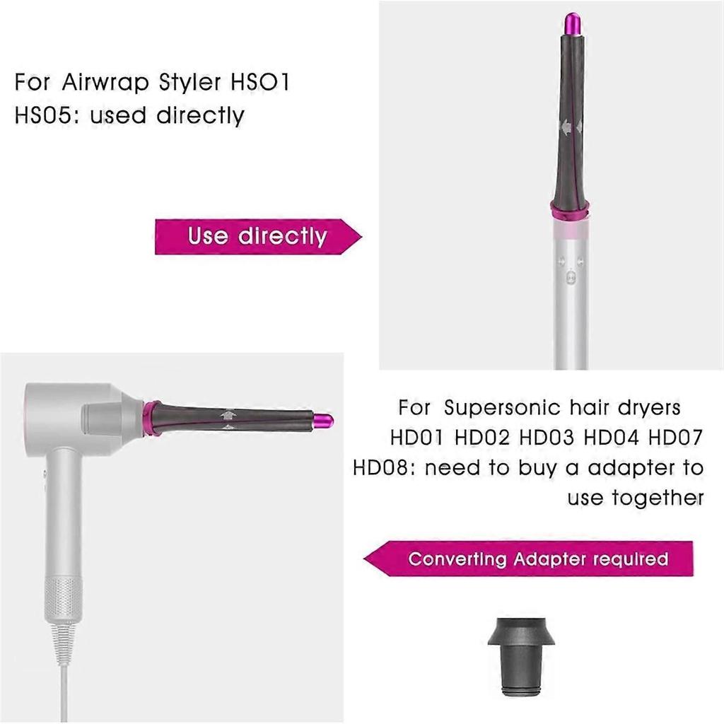 1 Pair 20mm Long Hair Curling Barrels for Dyson Airwrap Styler, with 2 Adapter Rings, Compatible with Dyson