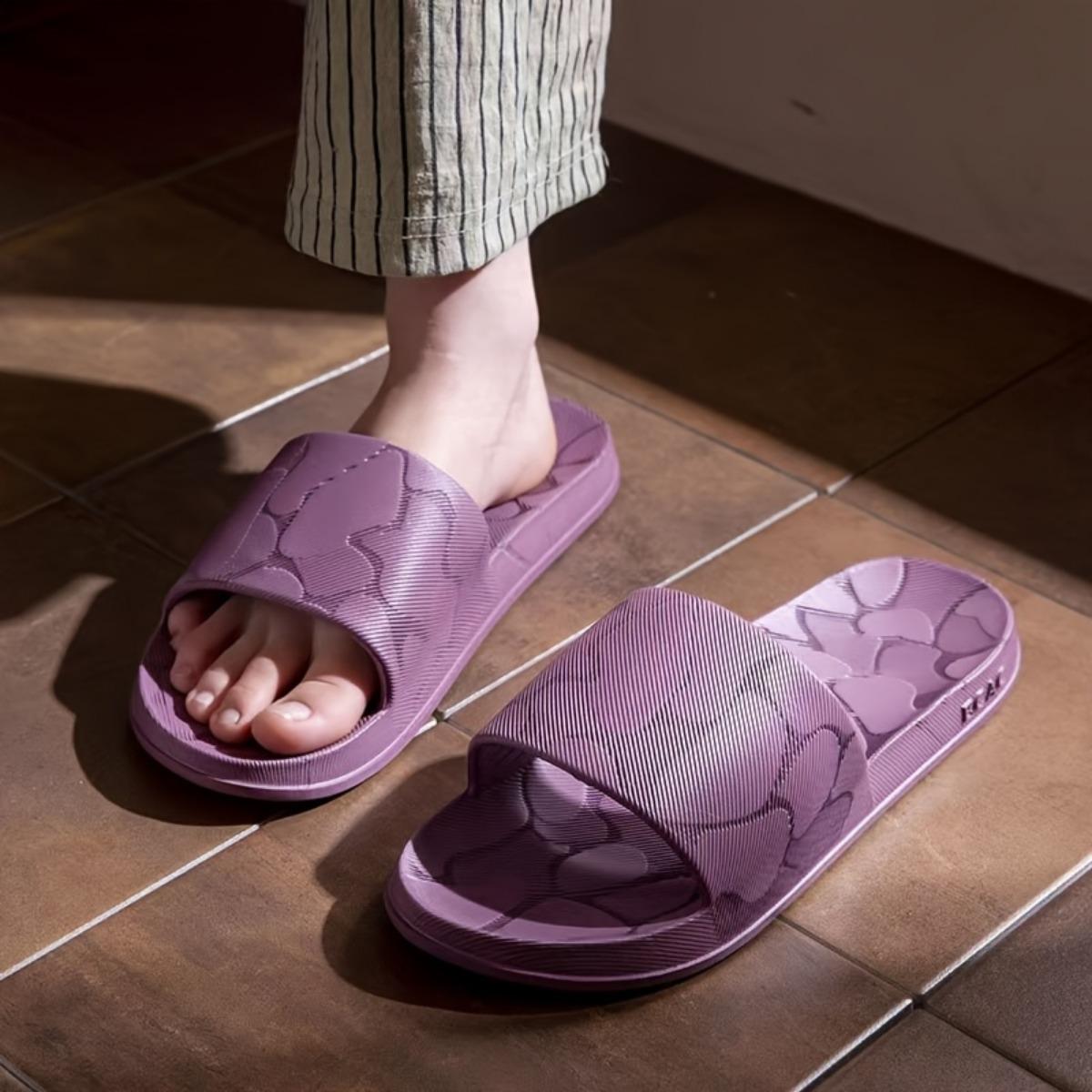 

Летние простые модные элегантные и удобные геометрические нескользящие антизапаховые домашние сандалии для ванной комнаты с мягкой подошвой тапочки 36-37 темно-фиолетового