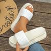Fashion Women's Vintage Cross Woven Leather Sandals Plu Size Thick Sole Pu Leather Slippers Ladies Beach Slip On Flat Slippers Mujer