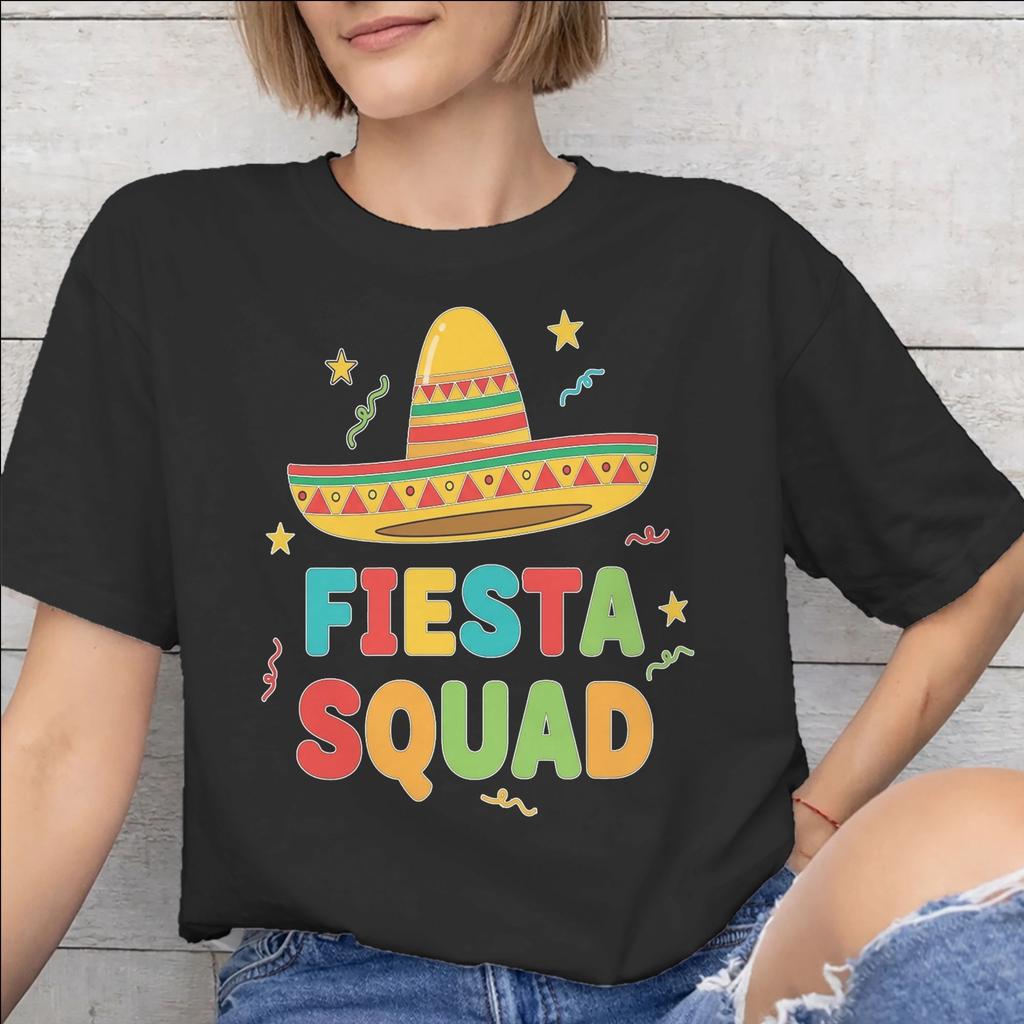 Fiesta Squad Cinco De Mayo Graphic Printing T Shirt Men Women 100 Cotton Tee Shirt Clothing