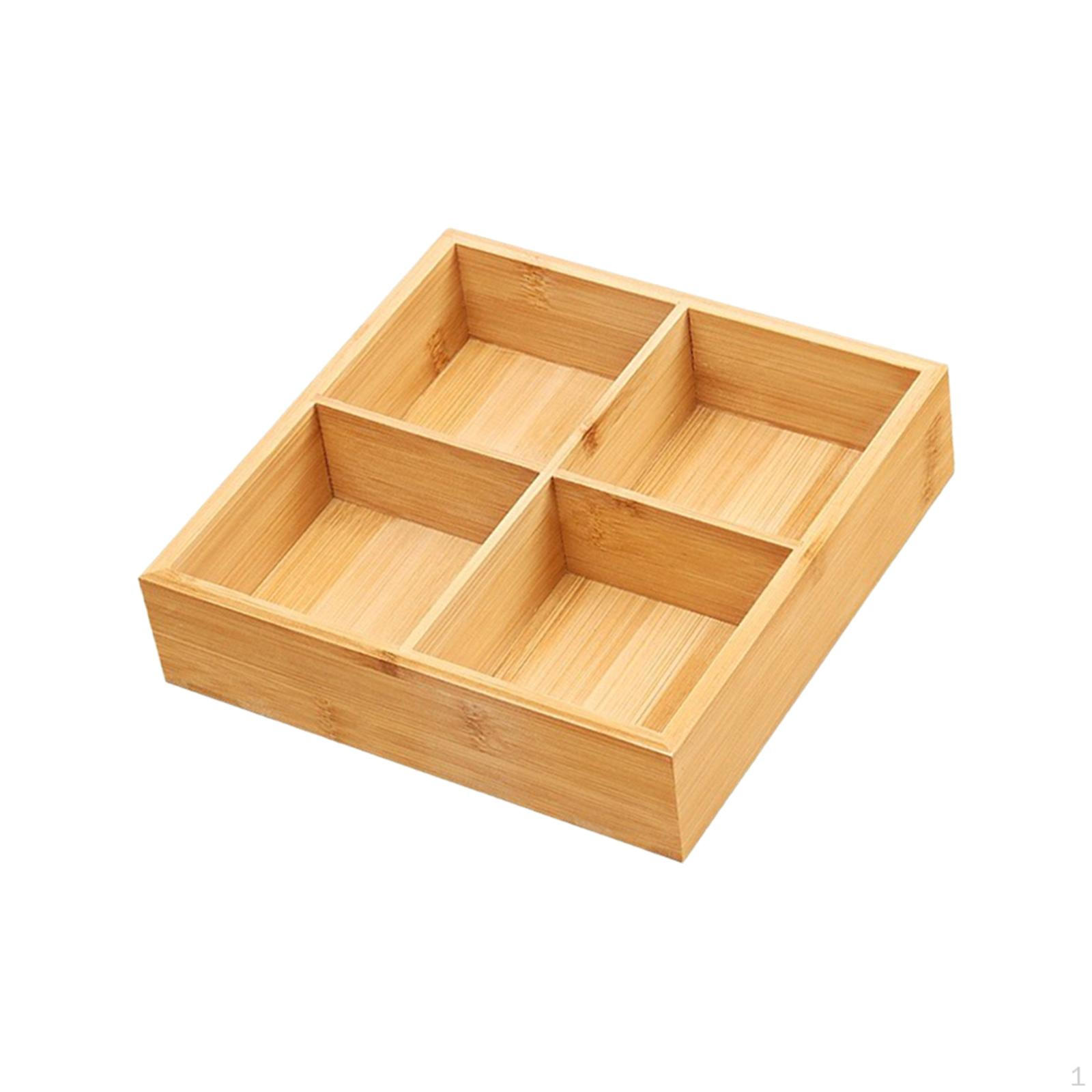 

Бамбуковый поднос для фруктов, отделение для десертной овощной тарелки, гайка для хранения и сервировка конфет 20.5x20.5x5cm