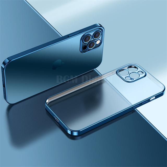 

Роскошный матовый прозрачный силиконовый чехол с квадратной рамкой для Iphone 11 12 13 Pro Max Mini Xr X Xs 7 8 Plus Se 2020, мягкий тонкий чехол тёмно-синий