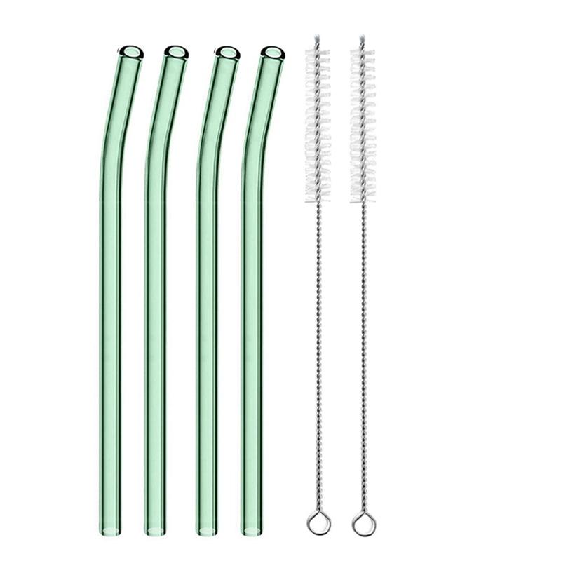 4 szt. 20 cm Szklane Słomki do Picia Wielokrotnego Użytku Kolorowe Szklane Słomki do Napojów Sok Ekologiczne Słomki Koktajlowe Barowe Naczynia do Picia