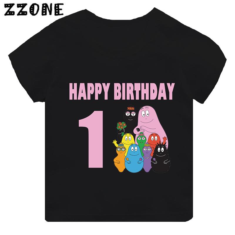 Милая футболка с принтом Барбапапа для девочки и мальчика, летняя, с коротким рукавом 110