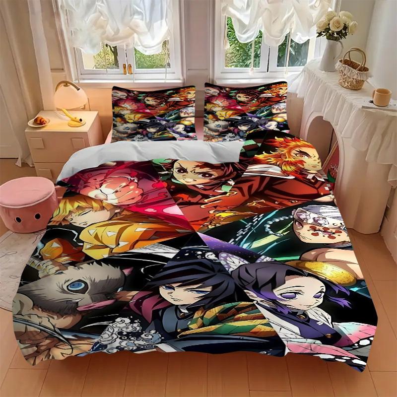 3pcs Demon Slayer Bedding Set. Soft and Comfortable with No Core Included (1x Duvet Cover + 2x Pillow Covers) yy251031030