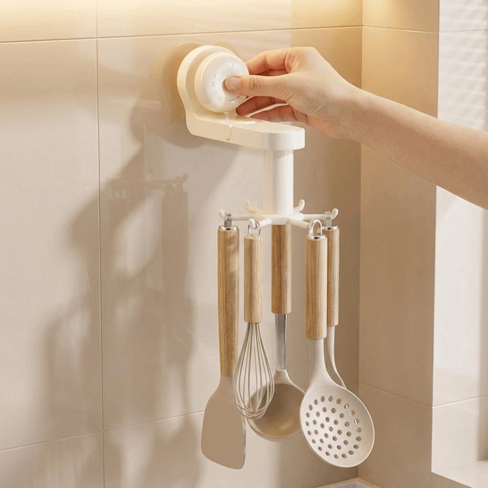 Space-Saving Kitchen Rotating Hook Six-Claw Suction Cup Hook Home Organization