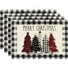 4PCS Christmas Table Placemats 30*45cm Christmas Trees Snowmen Print Dining Table Mats Xmas Party Table Pads Decoration