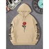Rose Artistic Letter Printed Hoodies Casual Street Women Sweatshirts Comfortable Pullover Crewneck Loose Female Clothes