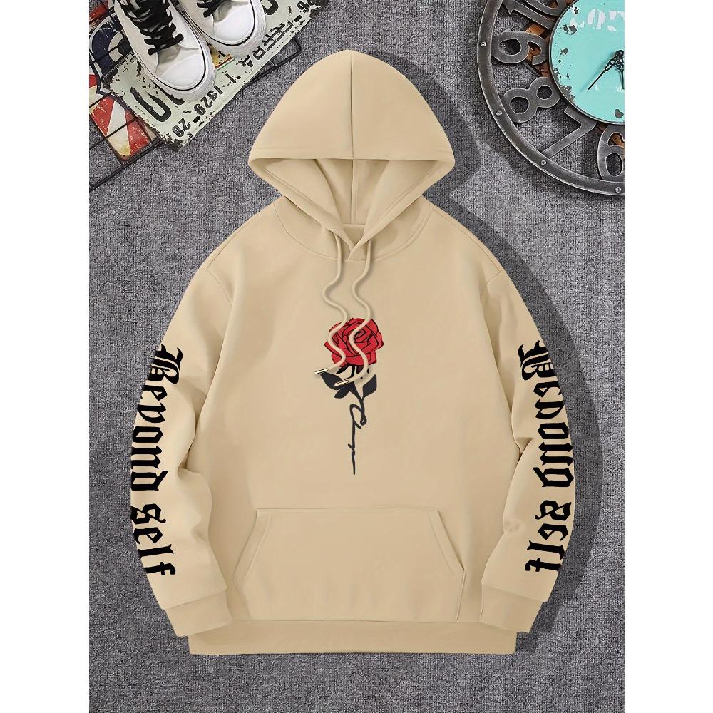 Rose Artistic Letter Printed Hoodies Casual Street Women Sweatshirts Comfortable Pullover Crewneck Loose Female Clothes