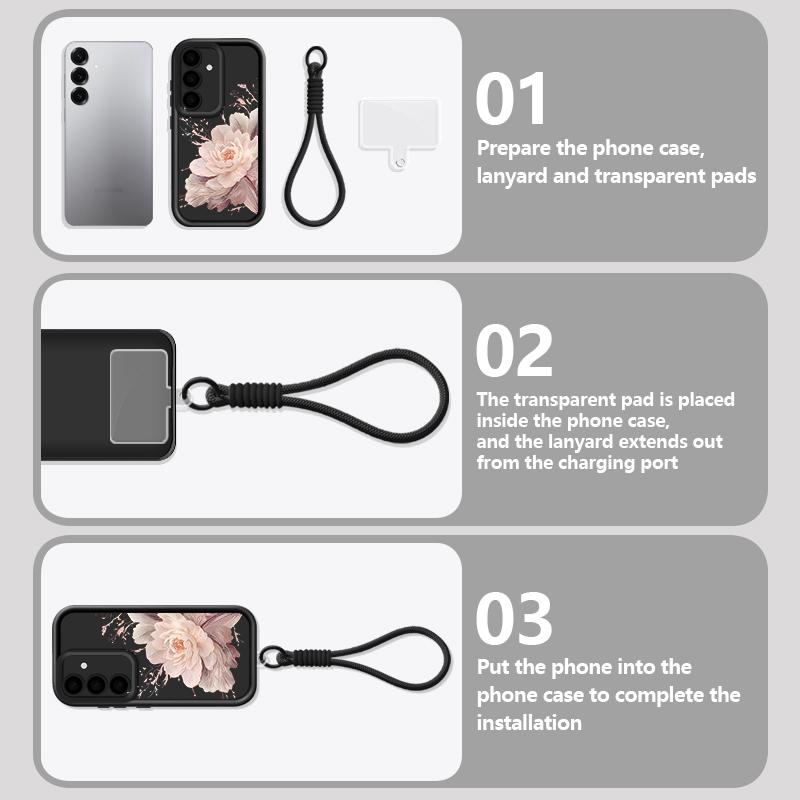 Wrist Lanyard Phone Case For Samsung Galaxy S26 S24 S25 Ultra S23 S25 FE A57 A17 A56 A16 A55 A54 A15 A25 Floral Print Back Cover