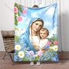 1PC Madonna and Child with Flowers Print Blanket Warm Soft Fluffy Kids Adult Sofa Bed Throw Blanket Outdoor Travel Camping RV