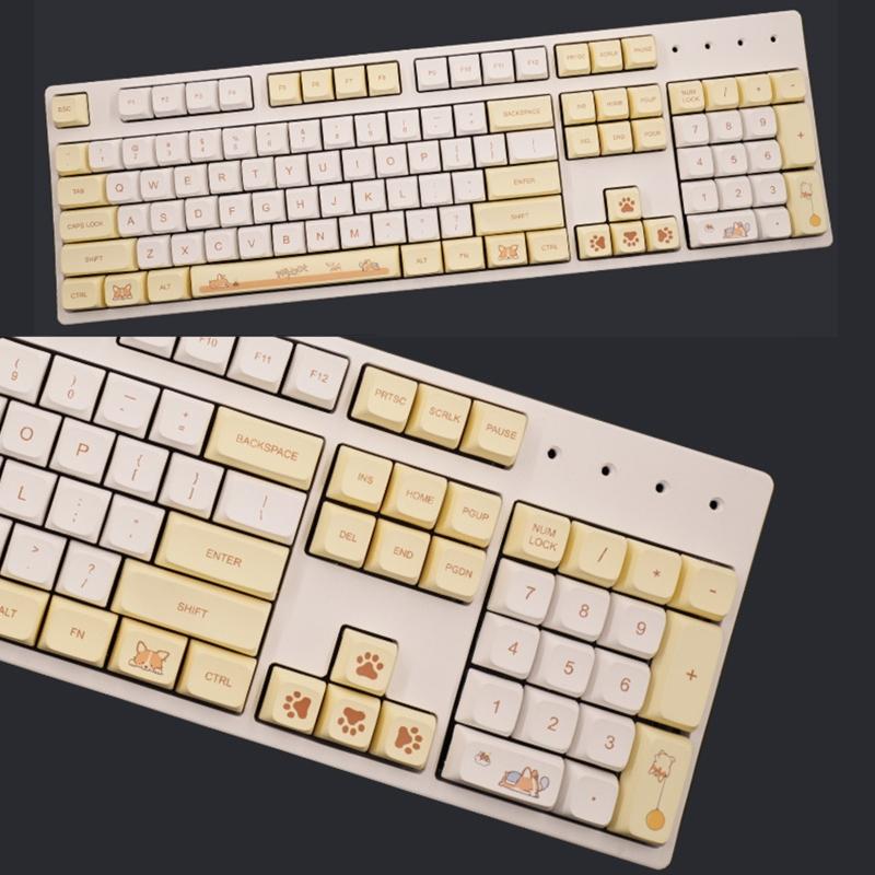 138 Keys PBT Keycaps DA Profile DYE SUB Personalized Cute Corgi Theme Keycap For  MX H Mechanical Keyboard