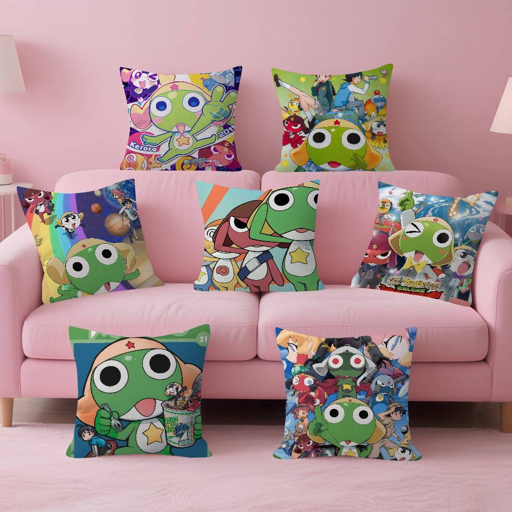 Funny Cartoon K-Keroro Gunsou Frog Cushion Cover Pillow Cover Decor Pillowcase Printed Cushion Case For Couch