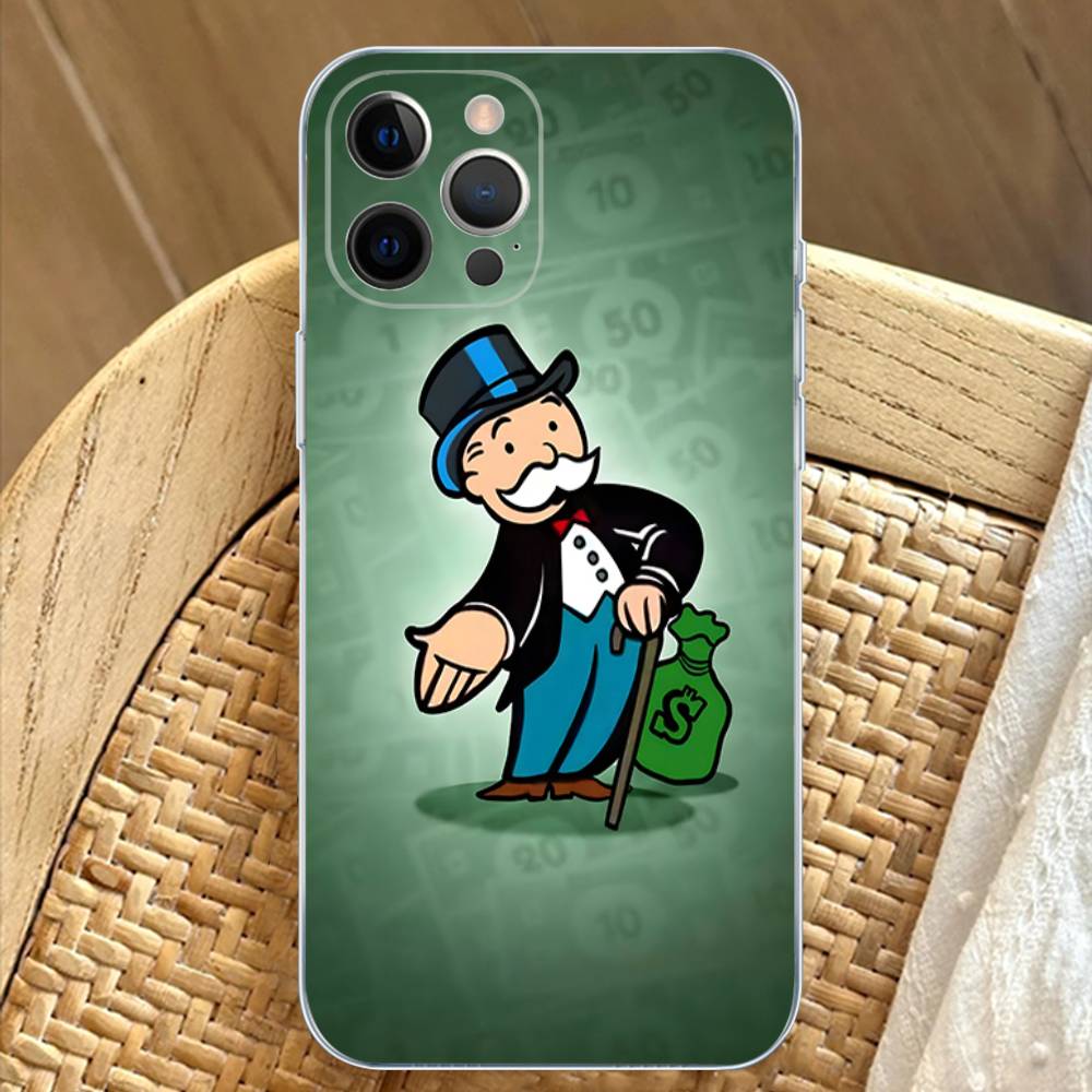 Trend Cartoon Dollar Alec Monopoly Transparent TPU Phone Case for iPhone 17 11 12 13 14 15 16 Pro Max 16 Plus Cover