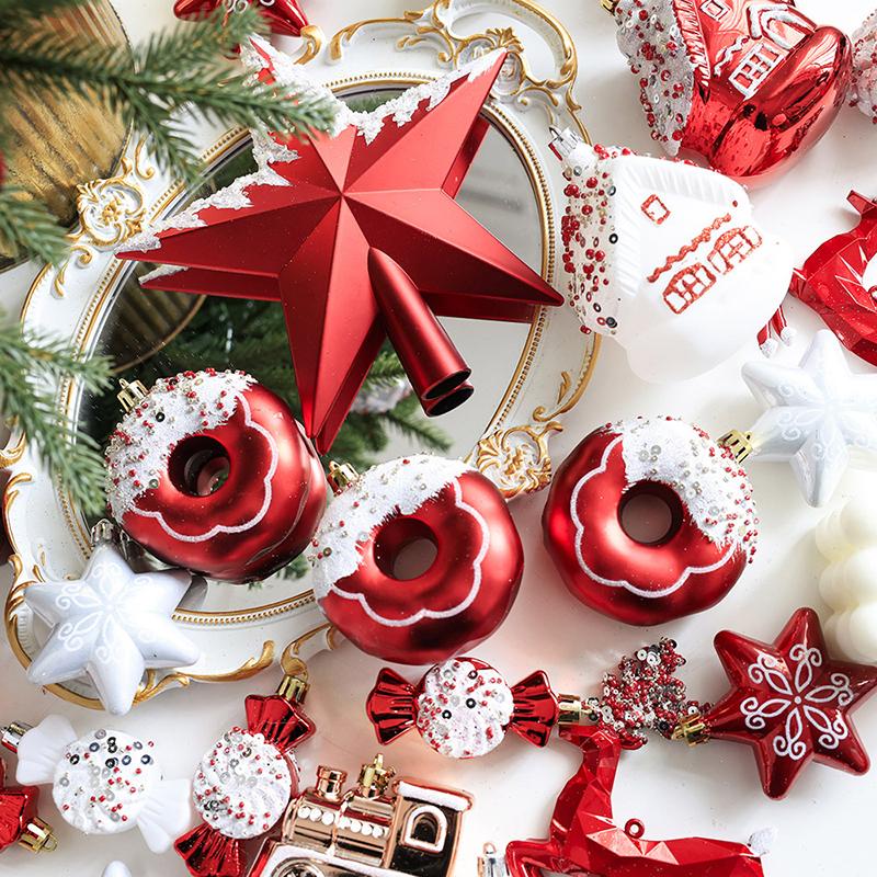 WTEMPO 1 Stück rote Weihnachtsbaumspitze, fünfzackiger Stern, dekoratives Ornament, Vintage, kreative Heim-DIY-Dekoration für Thanksgiving, Weihnachten, Neujahr