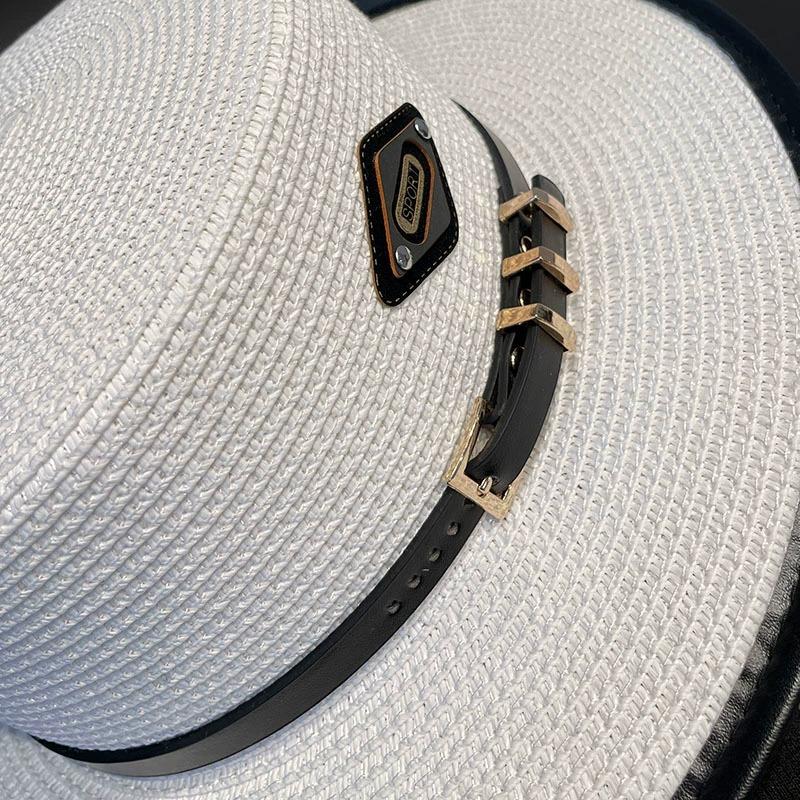 Chapéu de palha de alta qualidade estilo britânico unissex - ajustável, decoração de cinto, qualidade premium, design francês clássico, perfeito para homens e mulheres