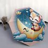 1pc Little Sika Deer & Moon Pattern Beautiful Looking Automatic Folding Umbrella, 3 Folding, 8 Pole Frame Design, Durable and Suitable for T