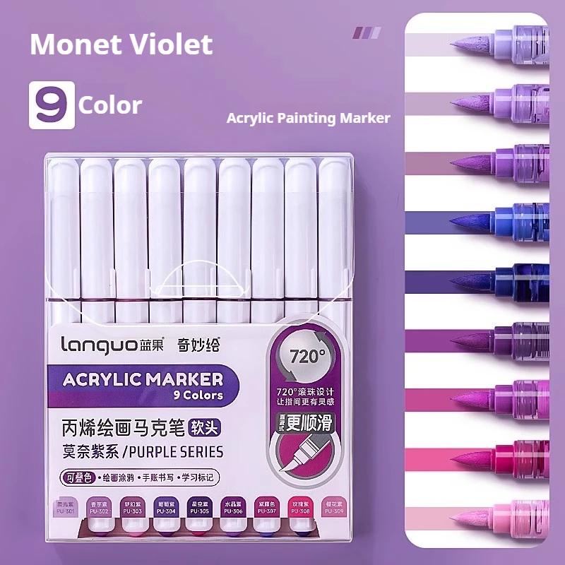 LANGUO 60Colors/box Direct Liquid Acrylic Paint Marker Pens Set Brush Color Marker Pen for DIY Painting Drawing Ceramic Glass