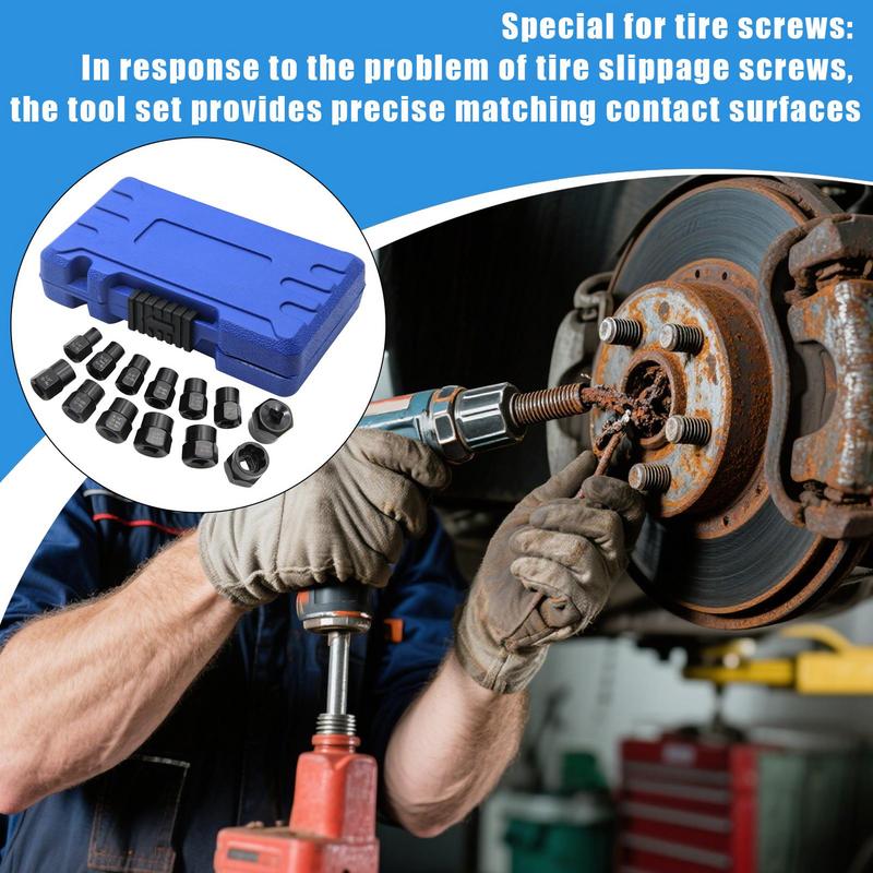 Extractor Set Impacts Bolt Screw Extractor Set 13 Pieces Ergonomic Non-Slip Tools Impacts Removal Gadget For Car Wheel Axle