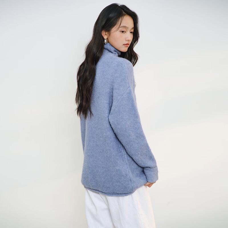 Sinuofude Damen Wollmischung Rollkragenpullover