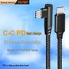 65W Nylon Braided Right-Angle Data Cable, Dual Type-C, PD Fast Charging 60W 3A for Mobile and Gaming Devices
