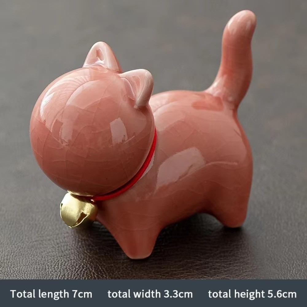 

Cute Kitten Desktop Ornament Ceramic Cat Micro Landscape Creative Lucky Cat Tea Pet розовый