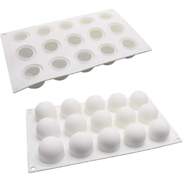 15 Hemisphere Silicone Molds Cake Decorating Tools Bakeware French Dessert Mousse Cake Mold Baking Cupcake Silicone Mousse Mold (15 Hemisphere)