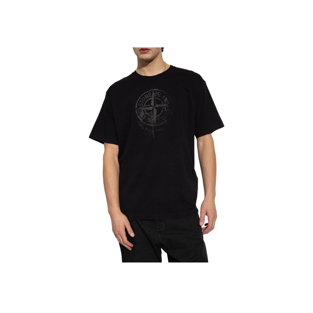 STONE ISLAND Compass Tee Black Unisex Tops 80152RC87-V0029