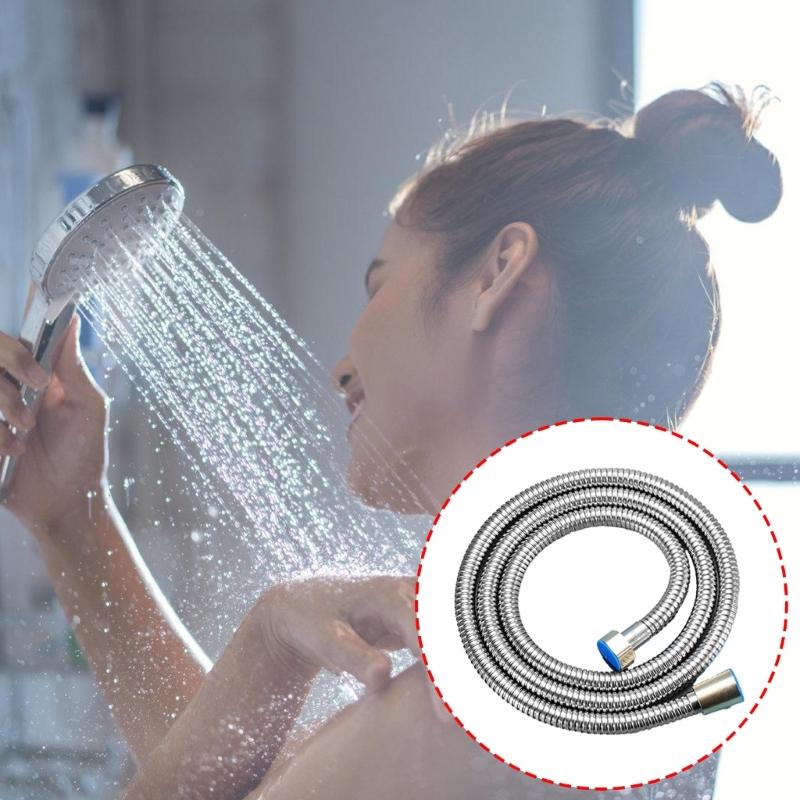 Flexible Shower Hose Crafted of Stainless Steel Materials Sturdy Structure Accessory with Standard Showerheads Use