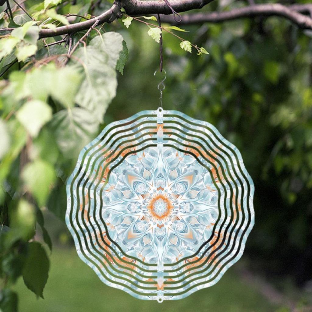 10 Inch Bohemian Wind Spinner Outdoor Decor with 360 Swivel Hook Mandala Design for Garden Balcony Patio Artistic Gift All Seasons