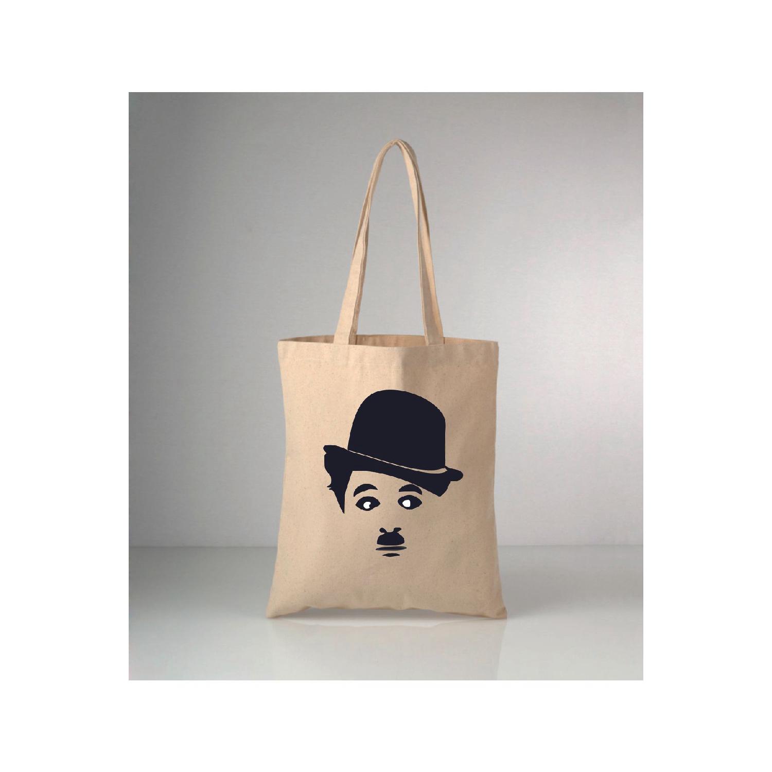 

Charlie Chaplin Printed Raw Cloth Shoulder Bag 35 x 39 экрю
