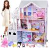 Jokomisiada Dollhouse Large Carved Wooden with Elevator, Garage, Balcony, and Furniture