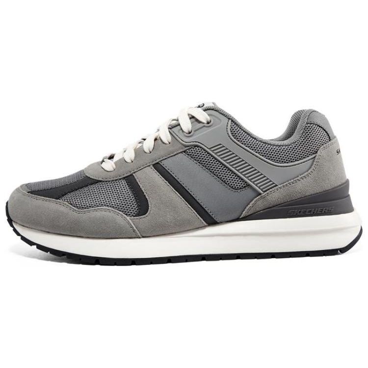 Skechers Sunny Dale Mesh Leather Lace-Up Comfortable Versatile Durable Low-Top Casual Shoes Men sneaker Light-Gray 894183-GRY 40
