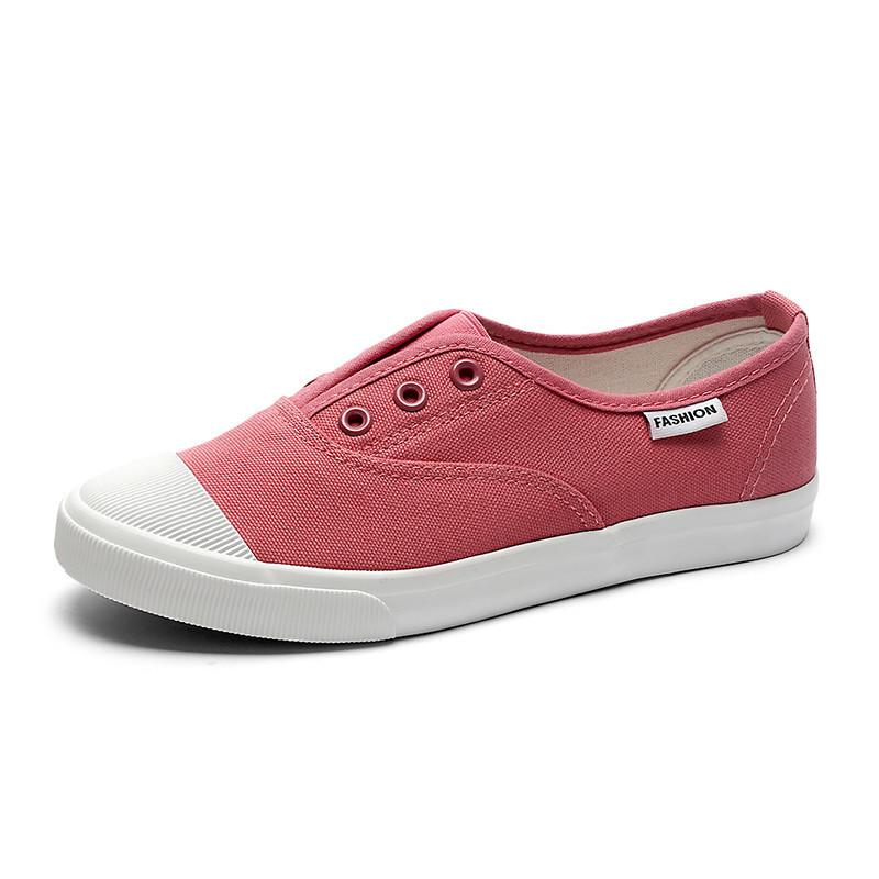 

Spring new canvas shoes female students one pedal lazy shoes casual little white shoes Harajuku style board shoes 40 кармін
