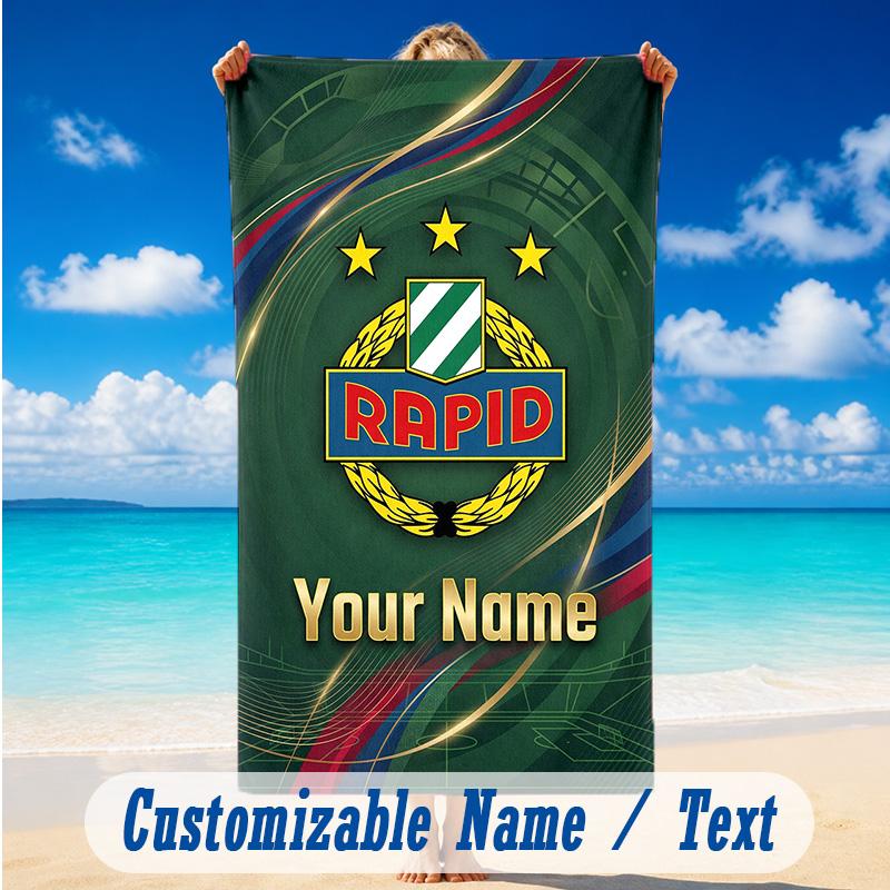 Beach Towel Custom Name Text, Quick Dry Large Towel For Beach HomeRapid Wien FC