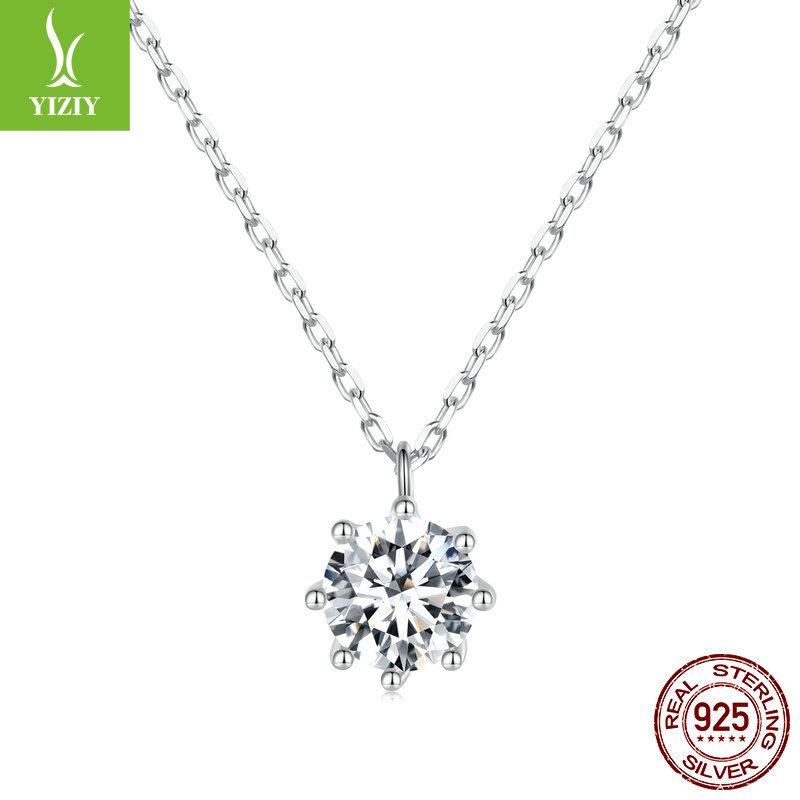 Simple 80 Points Shining Mozzarella Diamond Necklace Women'S Small Fresh S925 Silver Collarbone Chain With Certificate Msn003