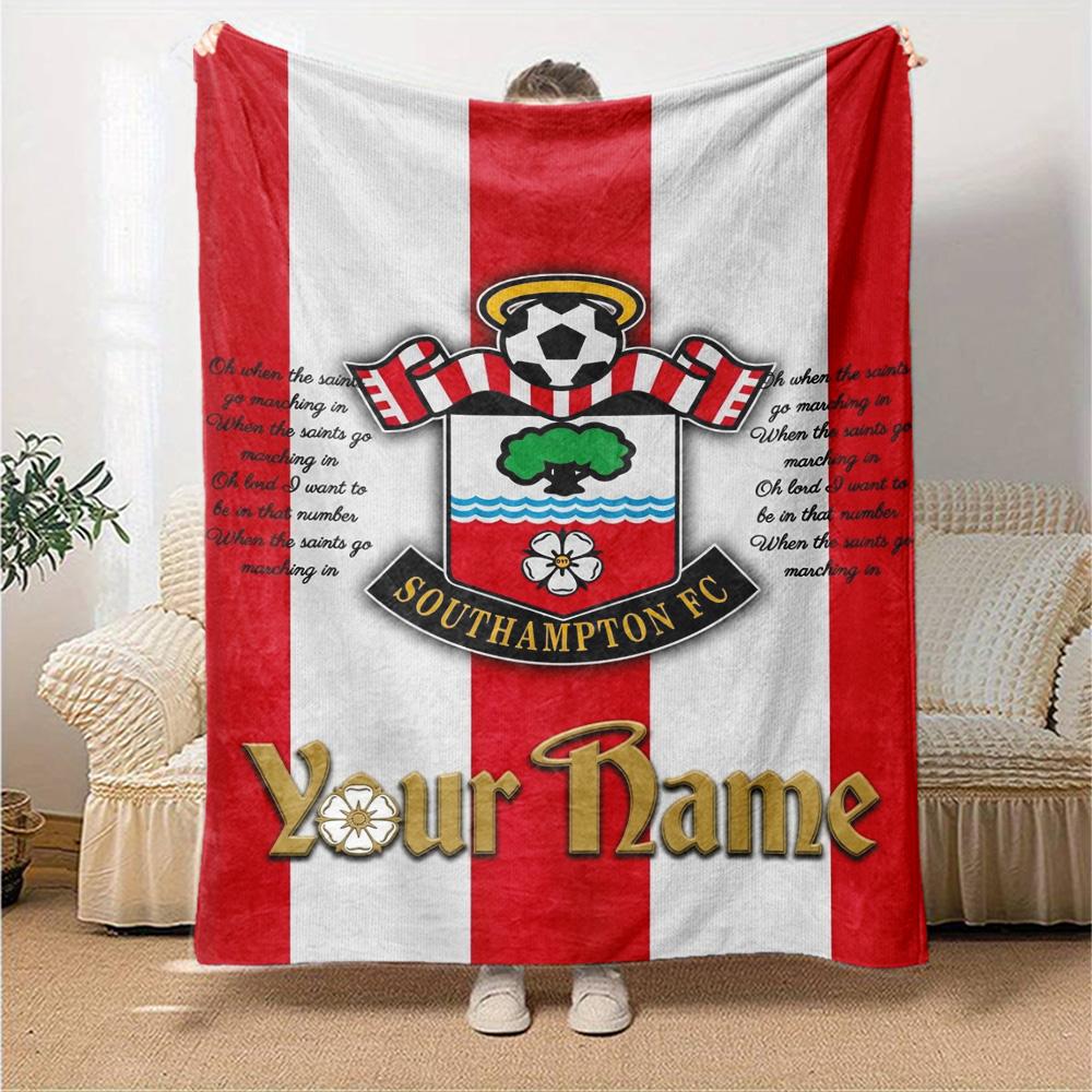 Name Custom Southampton Fc Logo Print Flannel Blanket High Quality Warm Comfortable Cover for All Seasons Perfect for Gifts Home Decor
