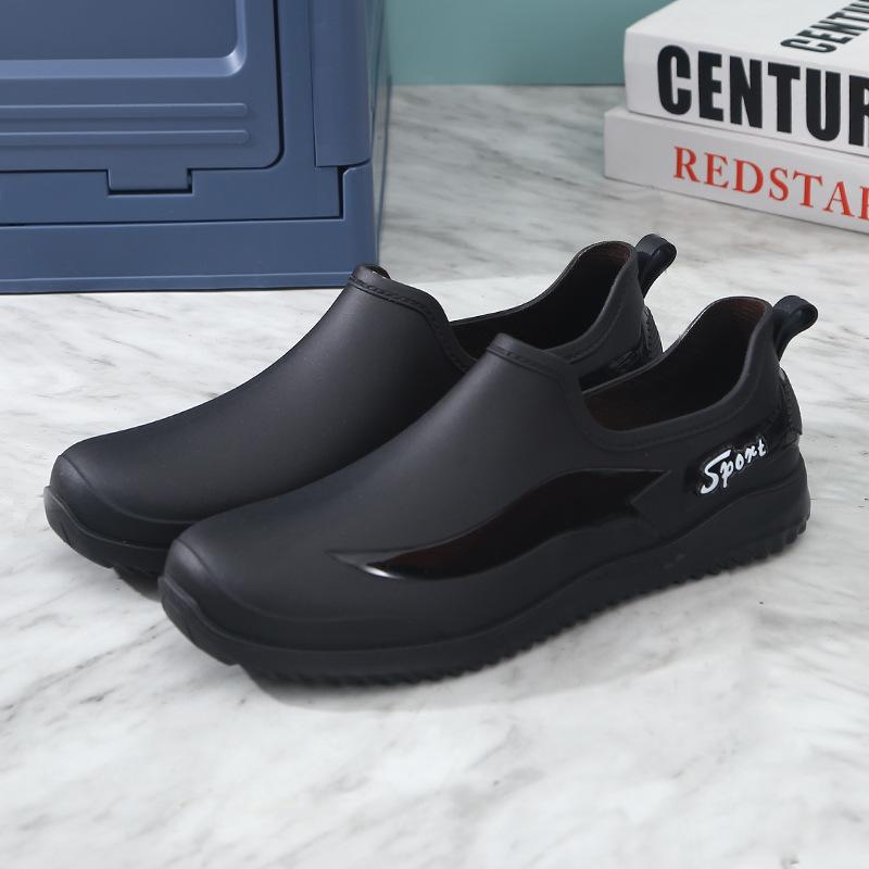 Low-top rain shoes waterproof and non-slip water shoes male adult warm waterproof shoes shallow mouth non-slip rubber shoes