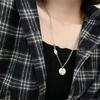 Vintage Gold Lustiges Smiley-Gesicht Anhänger Halskette Damen Lange Leichter Luxus Pullover Kette Trendige Accessoires