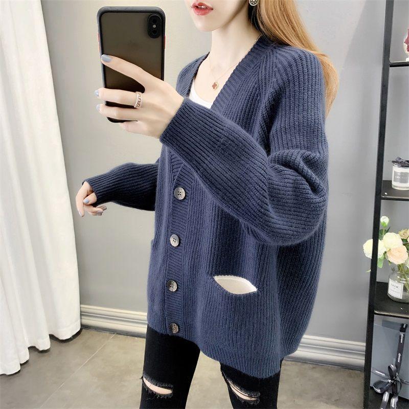 Knitted Cardigan for Women In A Laid-back Style for Autumn and Winter Korean Sweater Coat Loose Knitted Sweater for Women